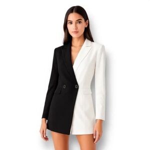 NWT Endless Rose Black and White Women's Colorblock Blazer Romper